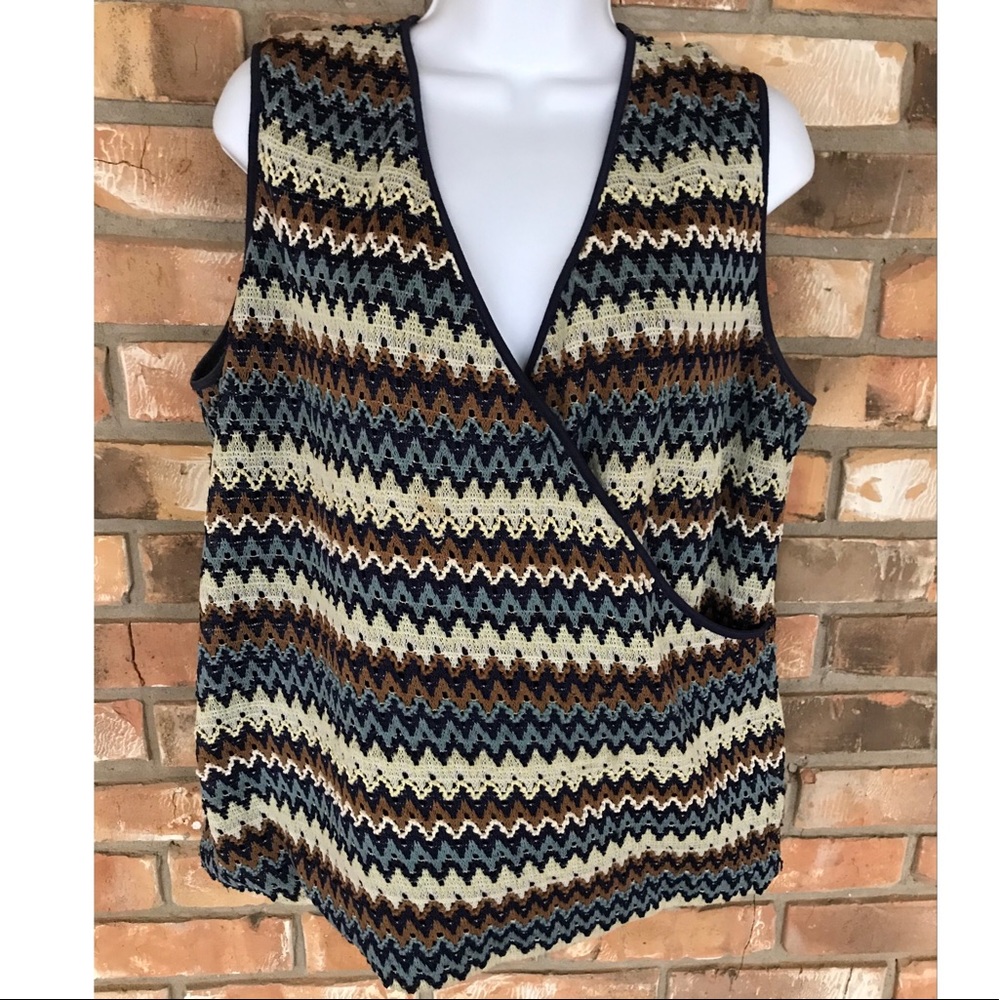 Anne Klein Women’s Chevron Print Sleeveless Top     1X